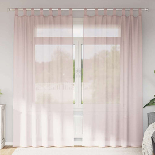 Voile Curtains with Rod Pockets 2 pcs Light Pink