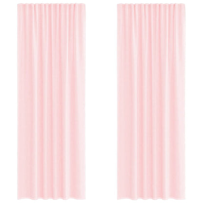 Voile Curtains with Rod Pockets 2 pcs Light Pink