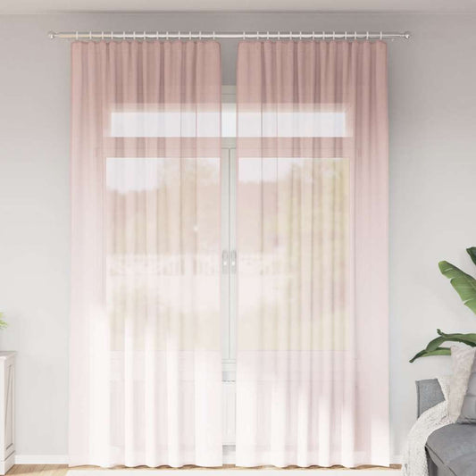 Voile Curtains with Rod Pockets 2 pcs Light Pink