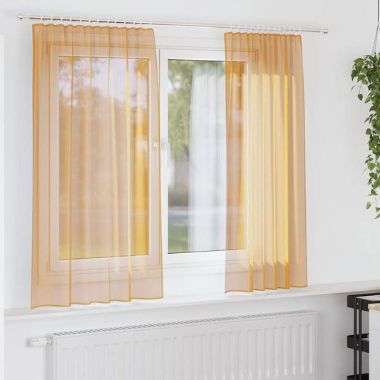 Voile Curtains with Rod Pockets 2 pcs Orange