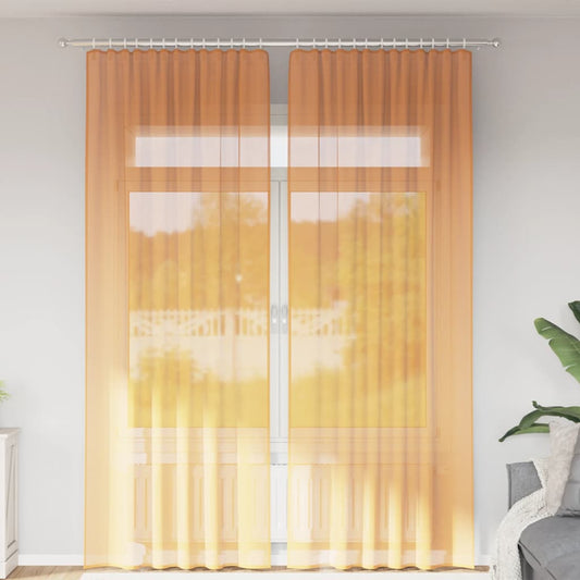 Voile Curtains with Rod Pockets 2 pcs Orange