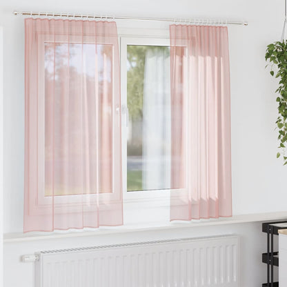 Voile Curtains with Rod Pockets 2 pcs Pink
