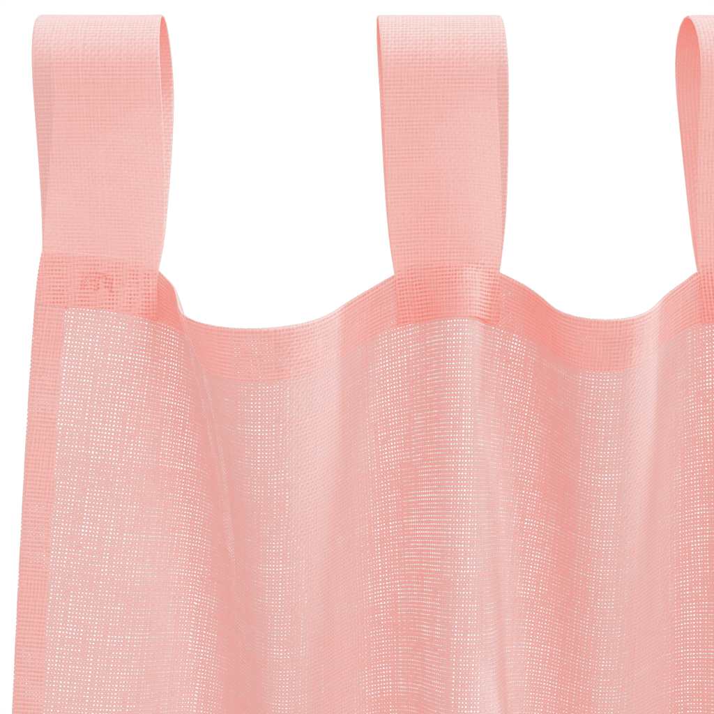 Voile Curtains with Rod Pockets 2 pcs Pink