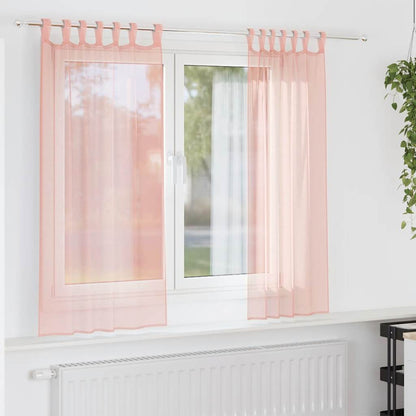 Voile Curtains with Rod Pockets 2 pcs Pink