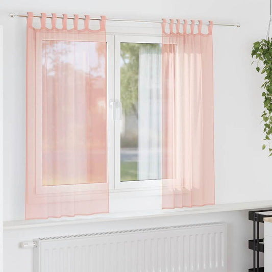 Voile Curtains with Rod Pockets 2 pcs Pink