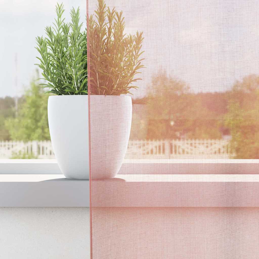 Voile Curtains with Rod Pockets 2 pcs Pink