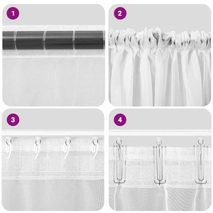 Voile Curtains with Rod Pockets 2 pcs Pink