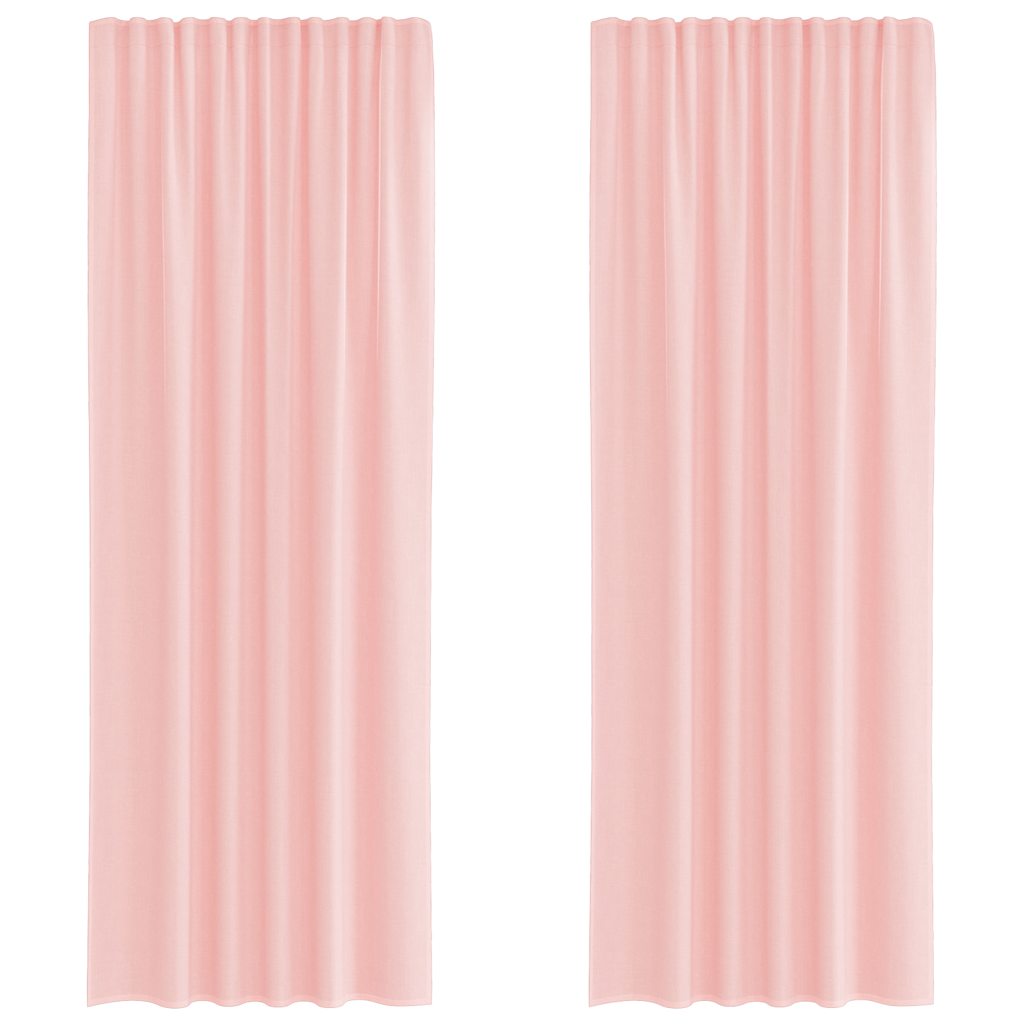 Voile Curtains with Rod Pockets 2 pcs Pink