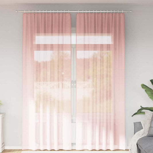 Voile Curtains with Rod Pockets 2 pcs Pink