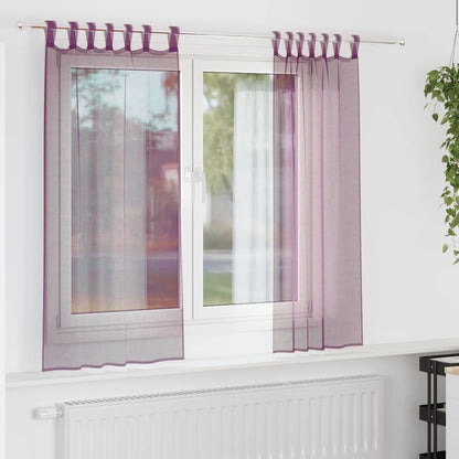 Voile Curtains with Rod Pockets 2 pcs Purple