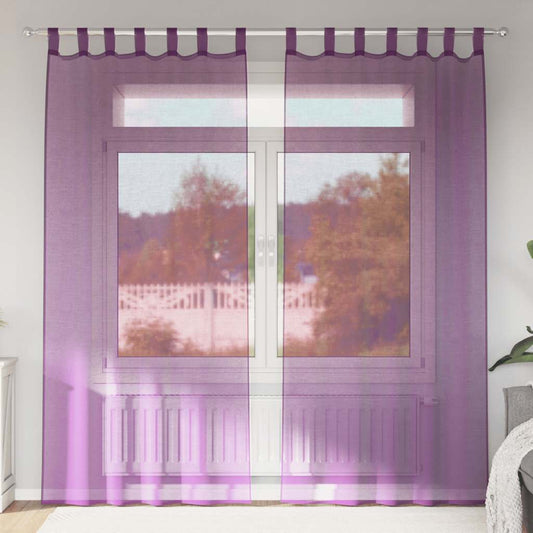 Voile Curtains with Rod Pockets 2 pcs Purple