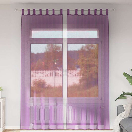 Voile Curtains with Rod Pockets 2 pcs Purple