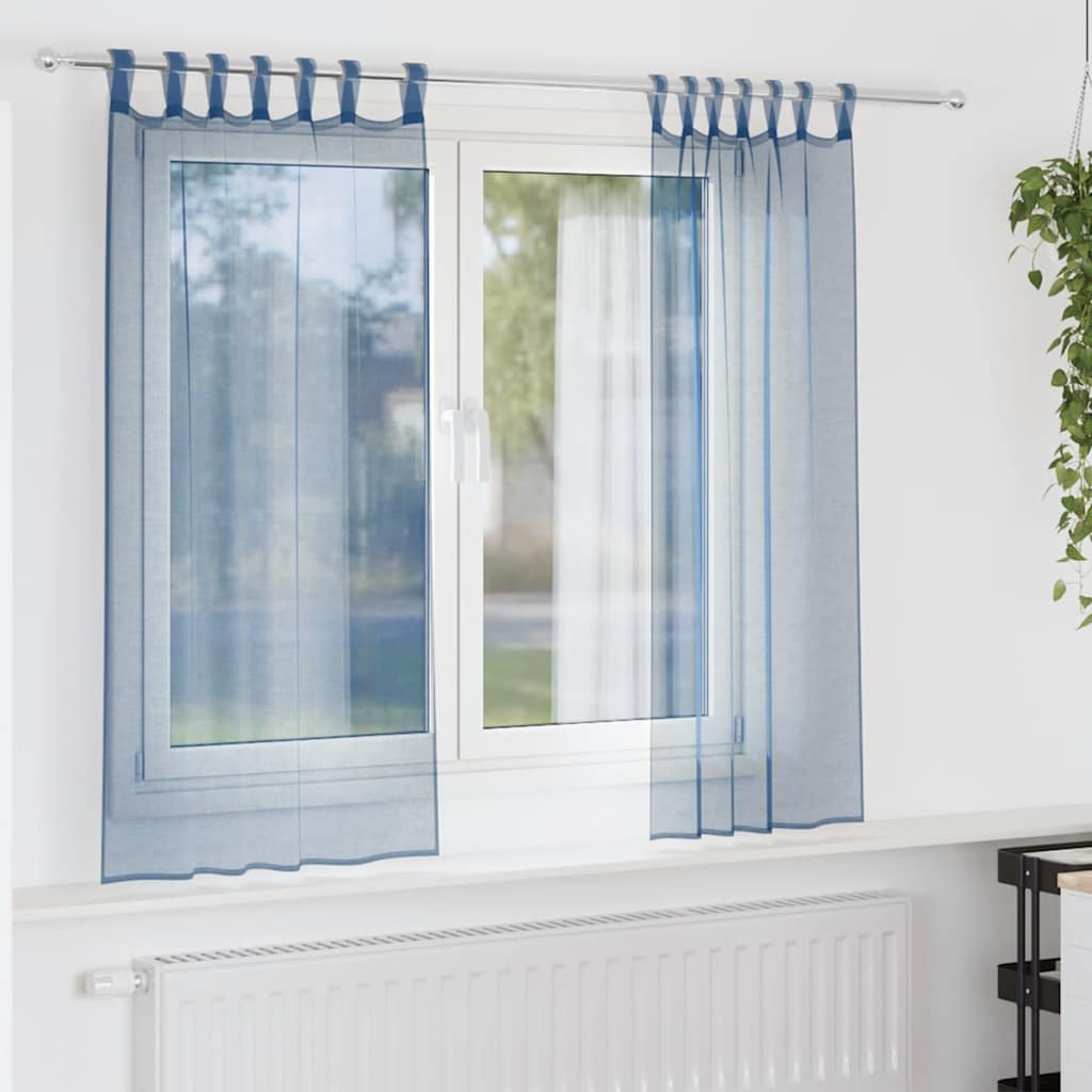 Voile Curtains with Rod Pockets 2 pcs Royal Blue