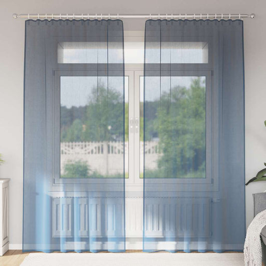 Voile Curtains with Rod Pockets 2 pcs Royal Blue