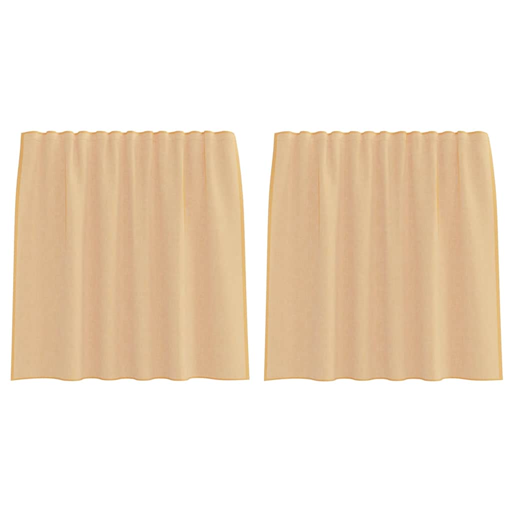 Voile Curtains with Rod Pockets 2 pcs Sand
