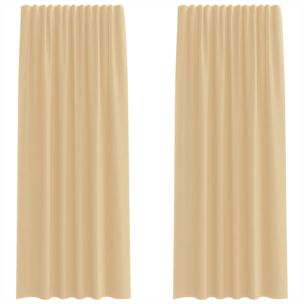 Voile Curtains with Rod Pockets 2 pcs Sand