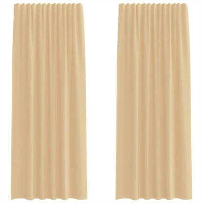 Voile Curtains with Rod Pockets 2 pcs Sand