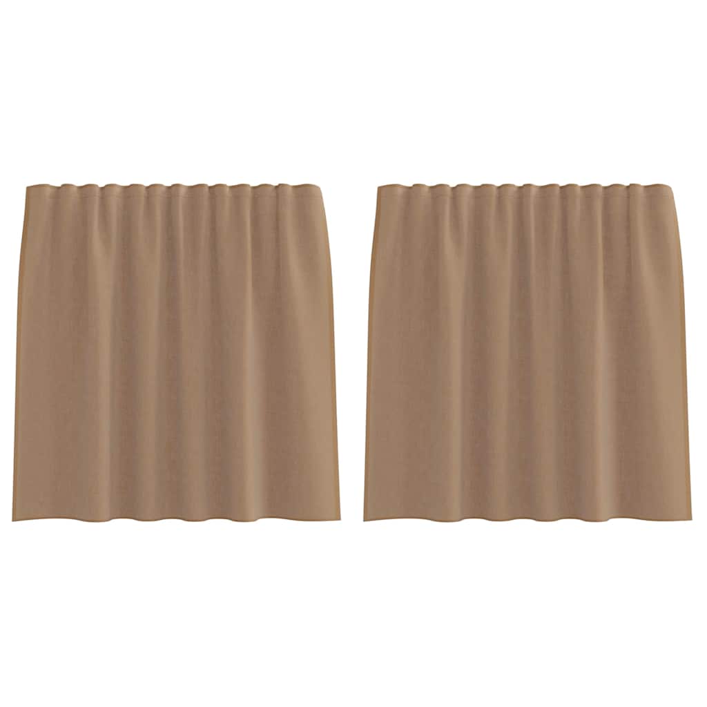 Voile Curtains with Rod Pockets 2 pcs Light Brown