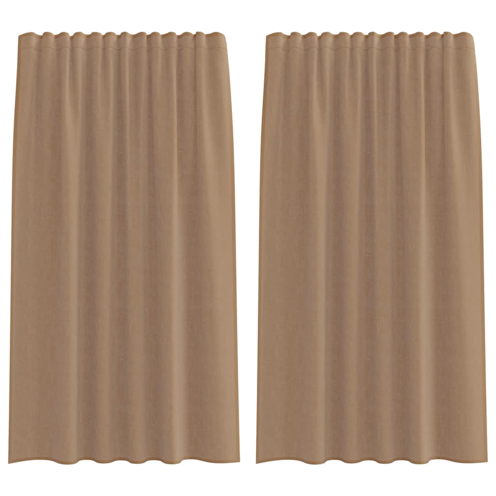 Voile Curtains with Rod Pockets 2 pcs Light Brown