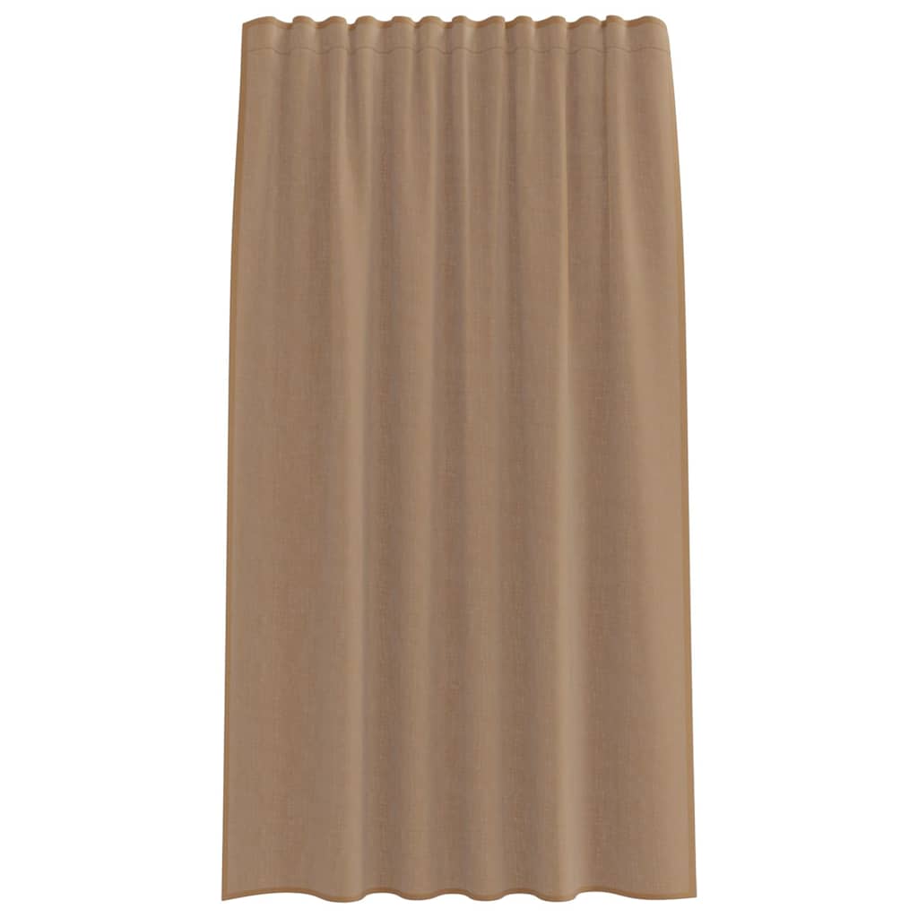 Voile Curtains with Rod Pockets 2 pcs Light Brown