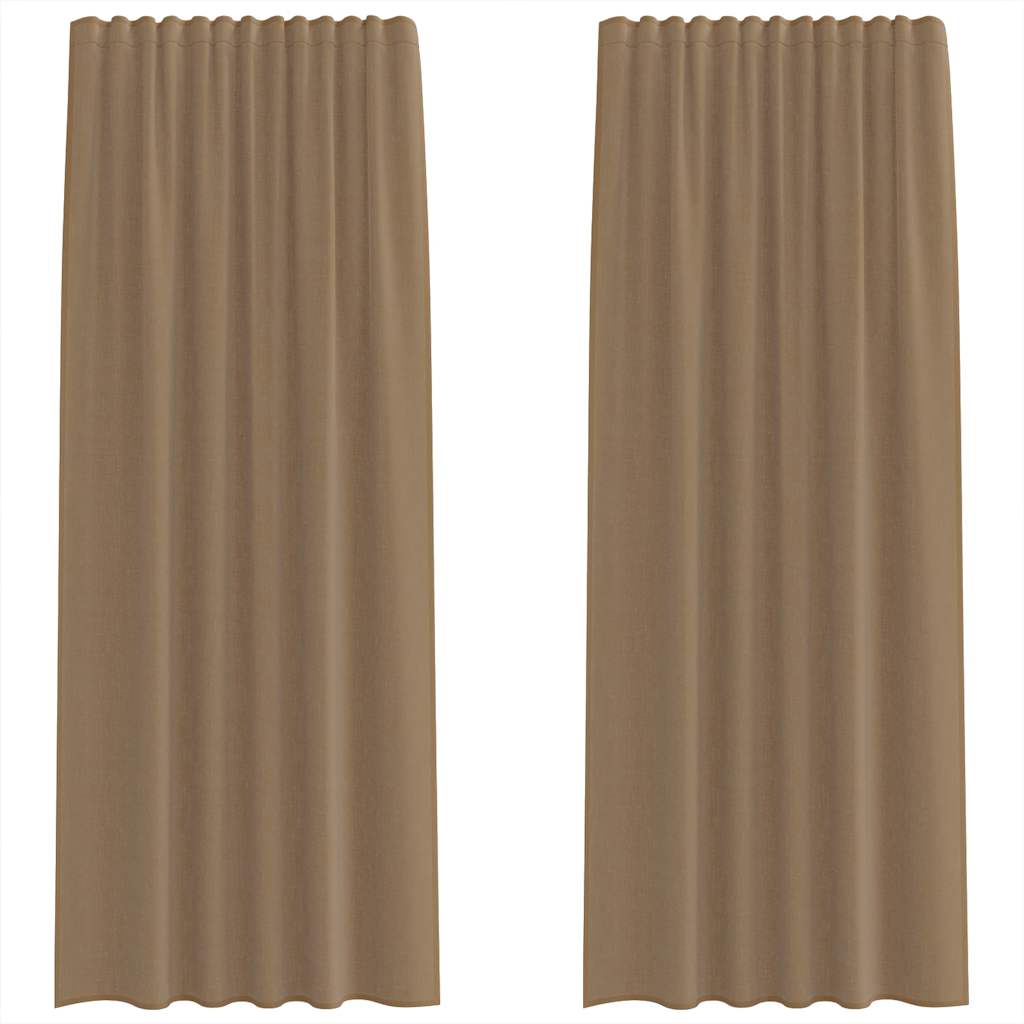Voile Curtains with Rod Pockets 2 pcs Light Brown