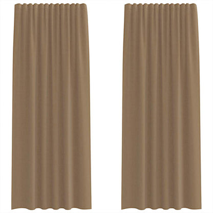 Voile Curtains with Rod Pockets 2 pcs Light Brown