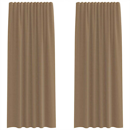 Voile Curtains with Rod Pockets 2 pcs Light Brown