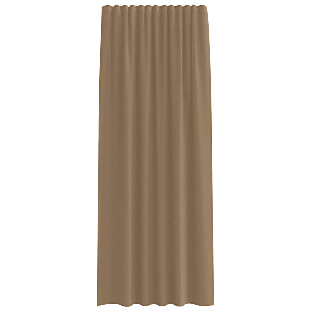 Voile Curtains with Rod Pockets 2 pcs Light Brown