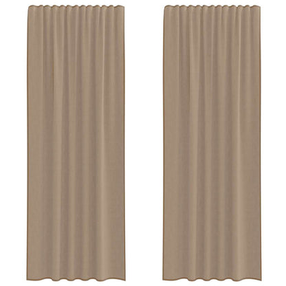 Voile Curtains with Rod Pockets 2 pcs Light Brown