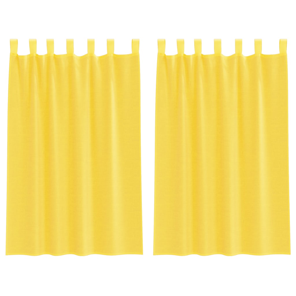 Voile Curtains with Rod Pockets 2 pcs Yellow
