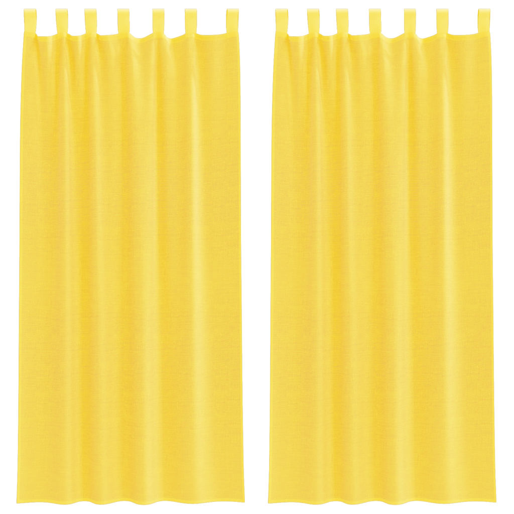 Voile Curtains with Rod Pockets 2 pcs Yellow