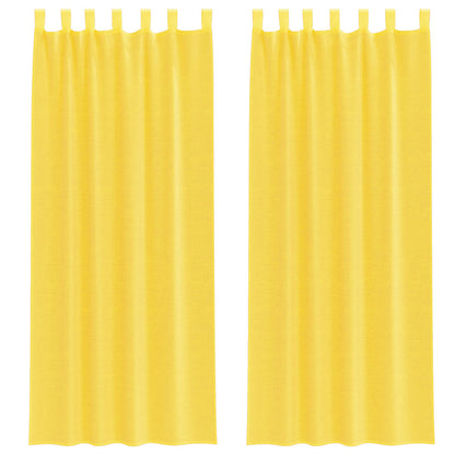 Voile Curtains with Rod Pockets 2 pcs Yellow
