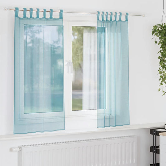Voile Curtains with Rod Pockets 2 pcs Turquoise