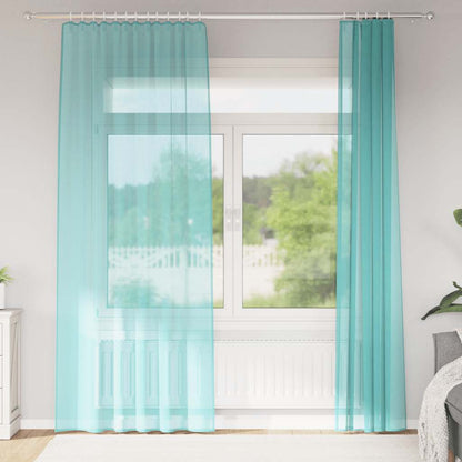Voile Curtains with Rod Pockets 2 pcs Turquoise
