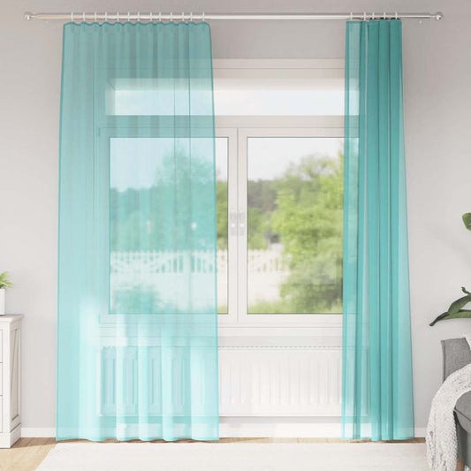 Voile Curtains with Rod Pockets 2 pcs Turquoise