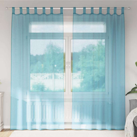 Voile Curtains with Rod Pockets 2 pcs Turquoise