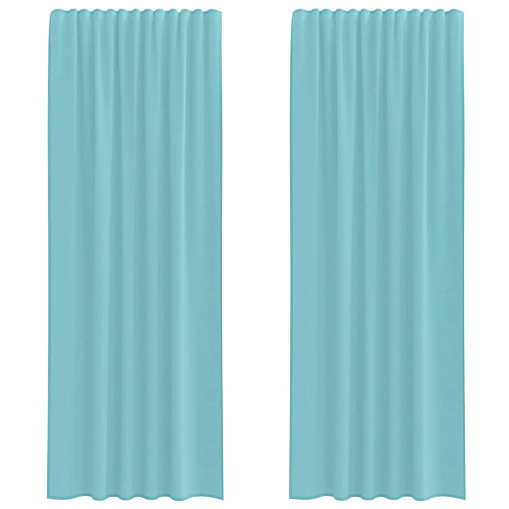 Voile Curtains with Rod Pockets 2 pcs Turquoise