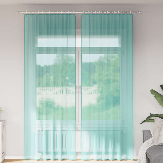 Voile Curtains with Rod Pockets 2 pcs Turquoise