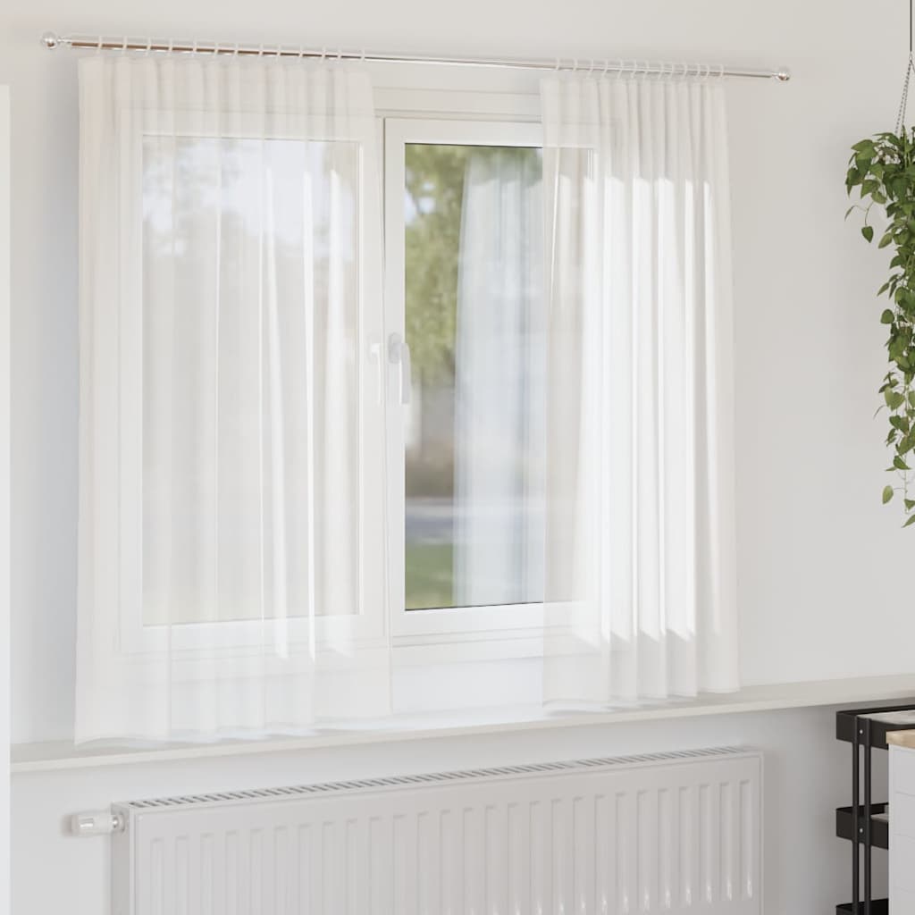 Voile Curtains with Rod Pockets 2 pcs White