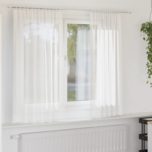 Voile Curtains with Rod Pockets 2 pcs White