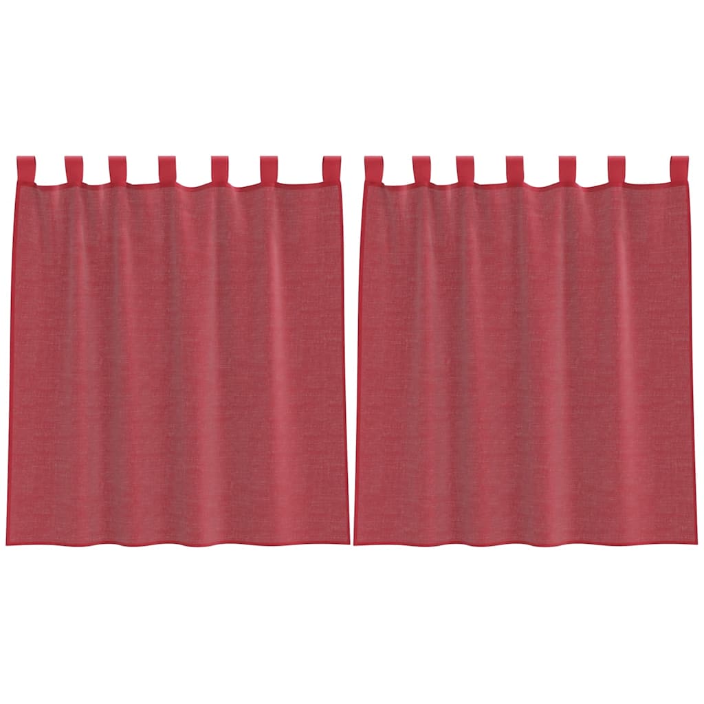 Voile Curtains with Rod Pockets 2 pcs Wine Red