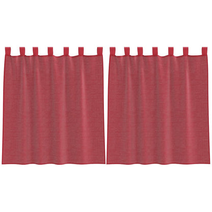 Voile Curtains with Rod Pockets 2 pcs Wine Red