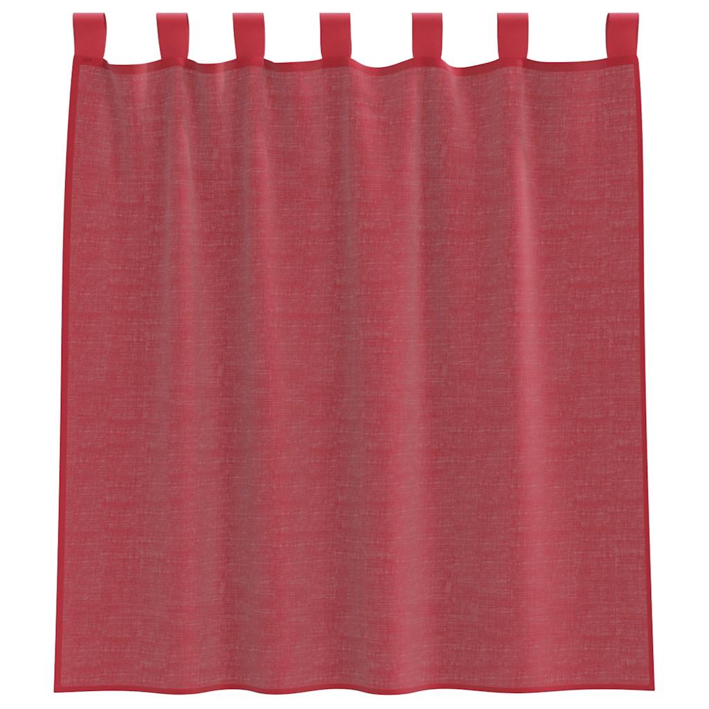 Voile Curtains with Rod Pockets 2 pcs Wine Red