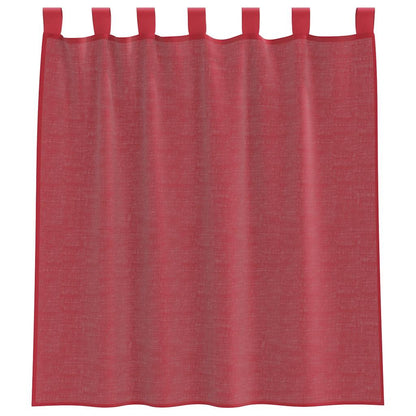 Voile Curtains with Rod Pockets 2 pcs Wine Red