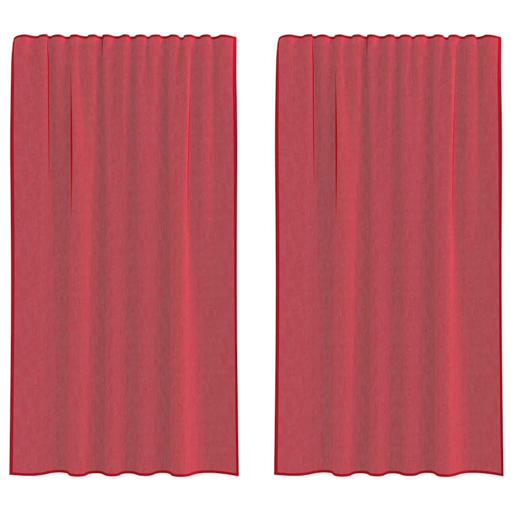 Voile Curtains with Rod Pockets 2 pcs Wine Red