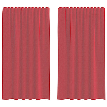 Voile Curtains with Rod Pockets 2 pcs Wine Red