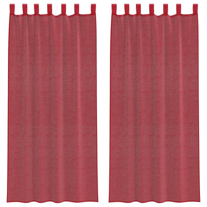 Voile Curtains with Rod Pockets 2 pcs Wine Red