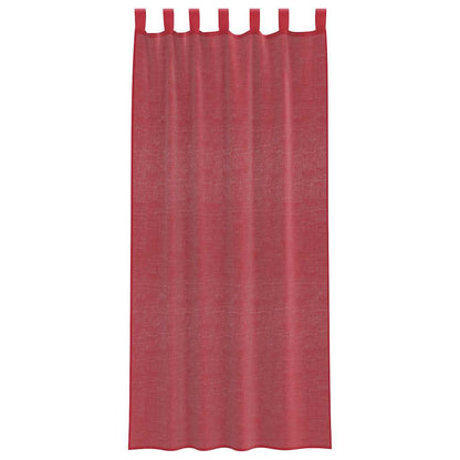 Voile Curtains with Rod Pockets 2 pcs Wine Red