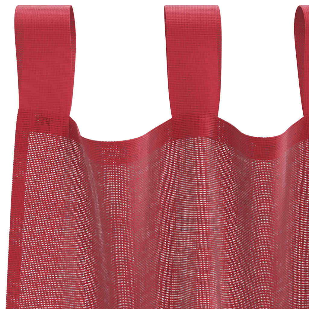 Voile Curtains with Rod Pockets 2 pcs Wine Red