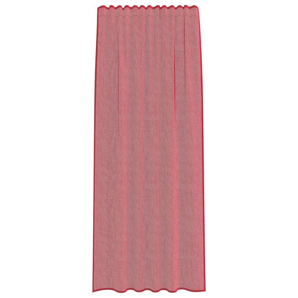 Voile Curtains with Rod Pockets 2 pcs Wine Red